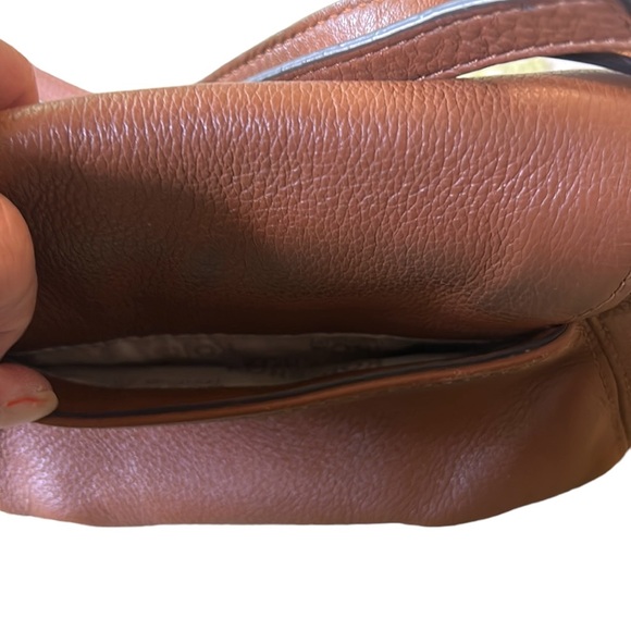 Michael Kors Luggage Brown Pebbled Leather Flap Jet Set Crossbody Mini Bag - Picture 12 of 16